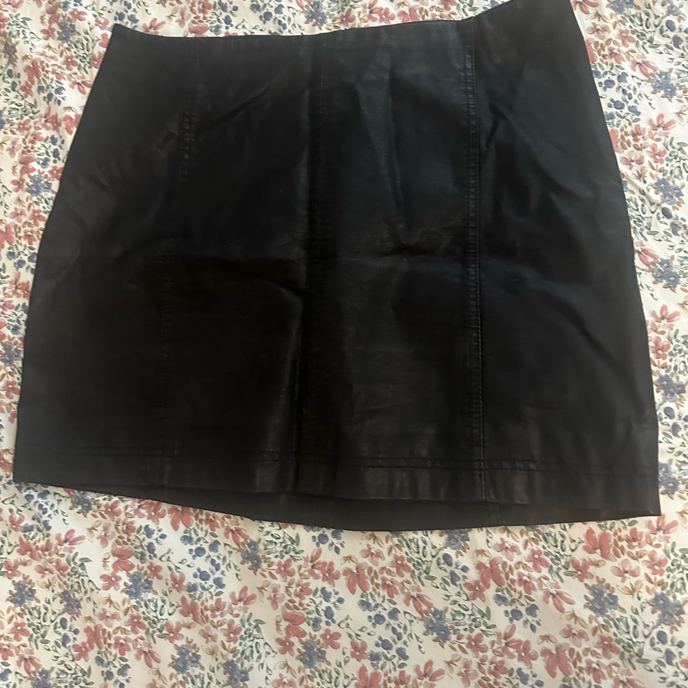 Free People Modern Femme Vegan Leather Black Mini Skirt